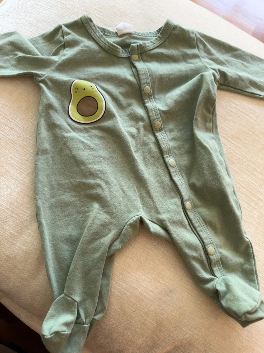 SHEIN Baby Avocado Footed Sleeper 0-1M Green Snap Pajamas Unisex